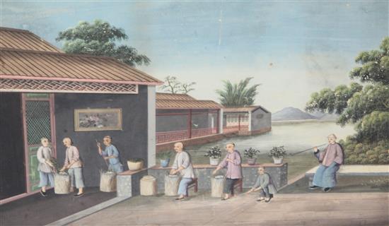 Late 18th century Chinese School, watercolour and gouache, set of four paintings